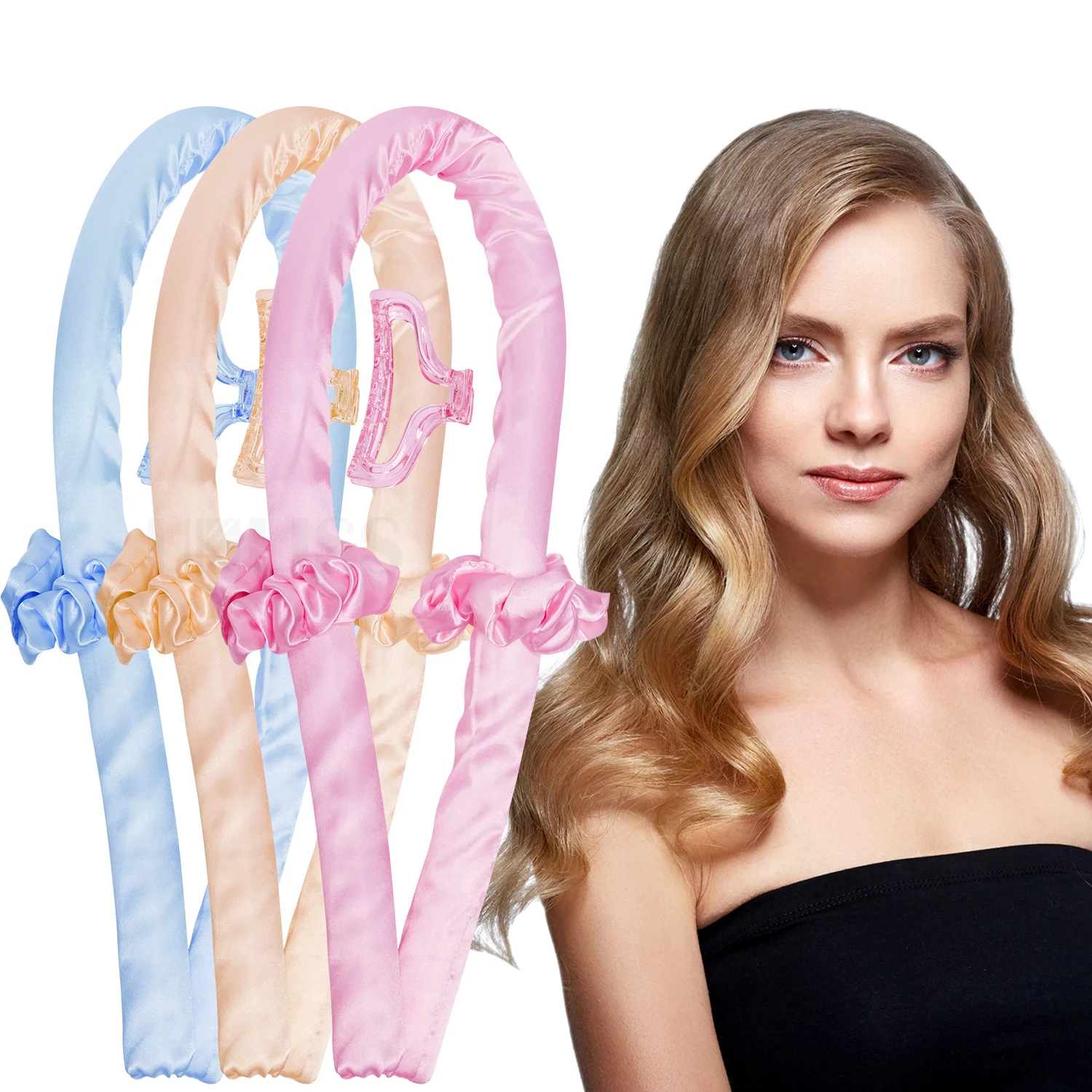 

Dropshipping Headband Lazy Curler Silk Curling Ribbon curly hair maker Heatless Hair Curling Ribbon, Oem