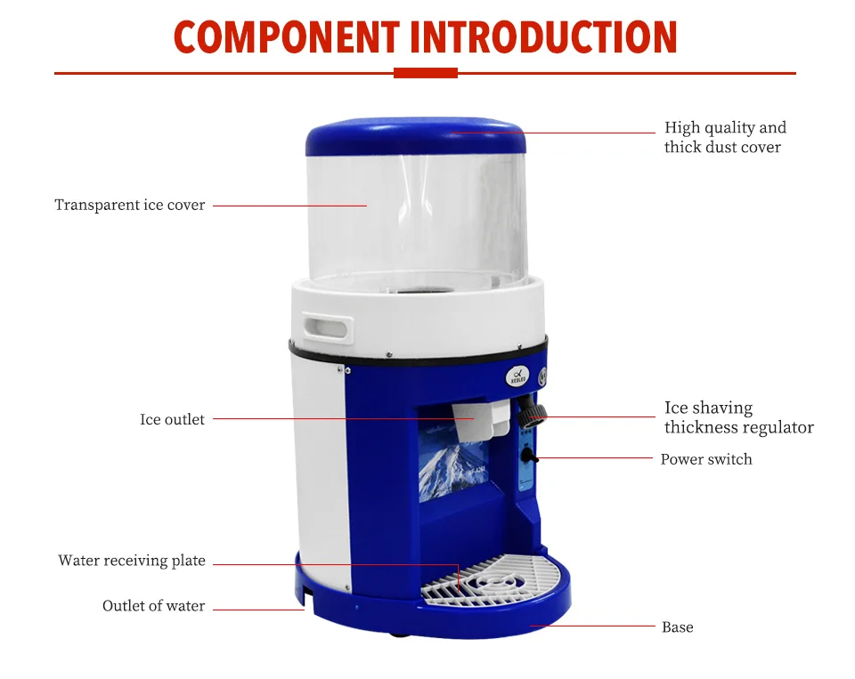 Xeoleo Commercial 250w Electric Cube Ice Crusher Shaver Machine For