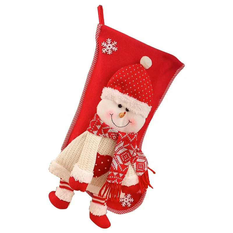 

Christmas handbags decorations knitted three-dimensional old man snowman gift bag Christmas tree decoration candy bags, Picture color