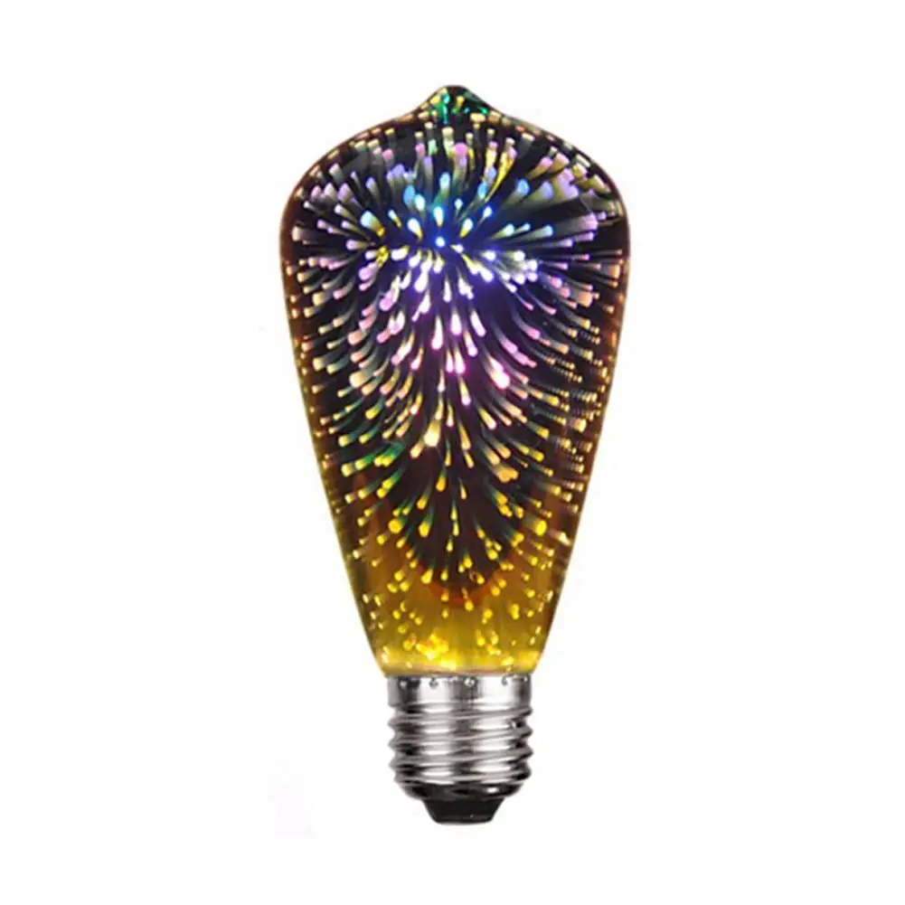 SZYOUMY Filament Fireworks Light Bulb 3D Colorful RGB Decoration LED Bulb 4W Edison Bulb Shape Like Sharp Diamond for Party Home Christmas Holiday Festival Decor Novelty Lamp 