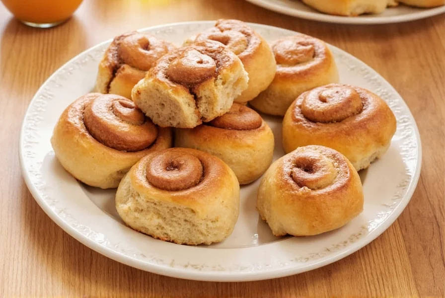 Professional baker demonstrating proper cinnamon roll rolling technique with visible dough layers