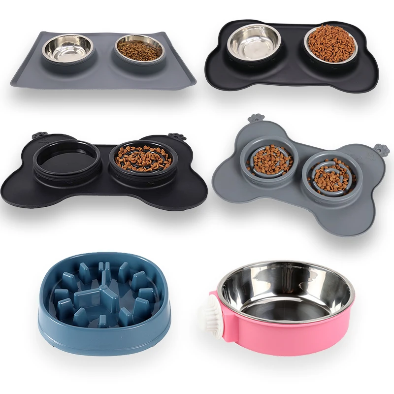 

Pangton Pet Feeder Silicone Non-slip Pet Food Bowl Double Basin Water Bowl for Dogs and Cats Wholesale, Grey