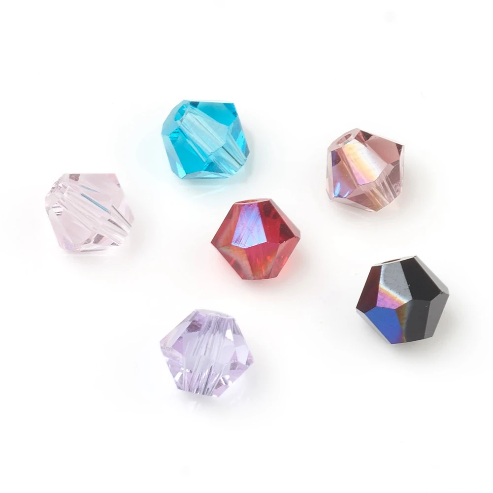 

PandaHall 6 mm AB Color Plated Faceted Bicone Glass Beads