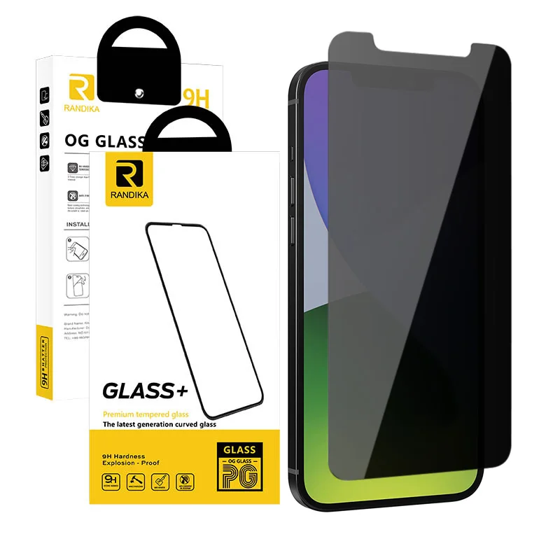 

3 pack full privacy screen protector for iphone 11 12 pro max 12 mini tempered glass phone film, Black
