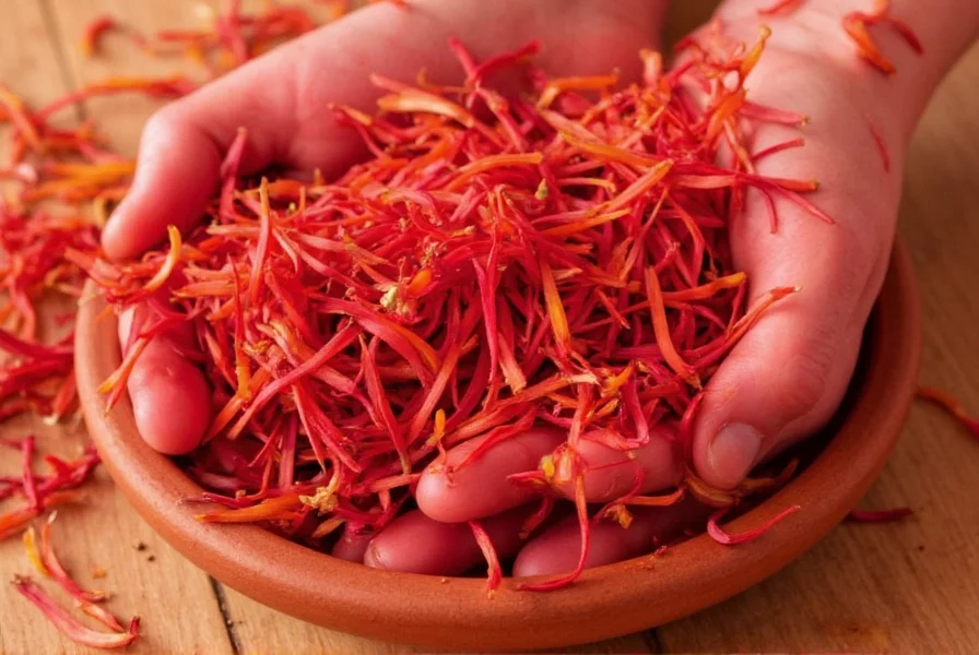 Close-up photograph of saffron crocus flower showing purple petals and three red stigmas emerging from center