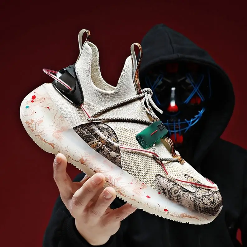

Men Running Shoes Mesh Breathable Tpu Graffiti Bottom Plus Size Basket Homme Outdoor Fashion Sports Sneakers Men's Casual Shoes