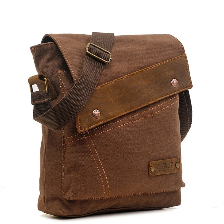

New men casual daily canvas leather fashion shoulder bag