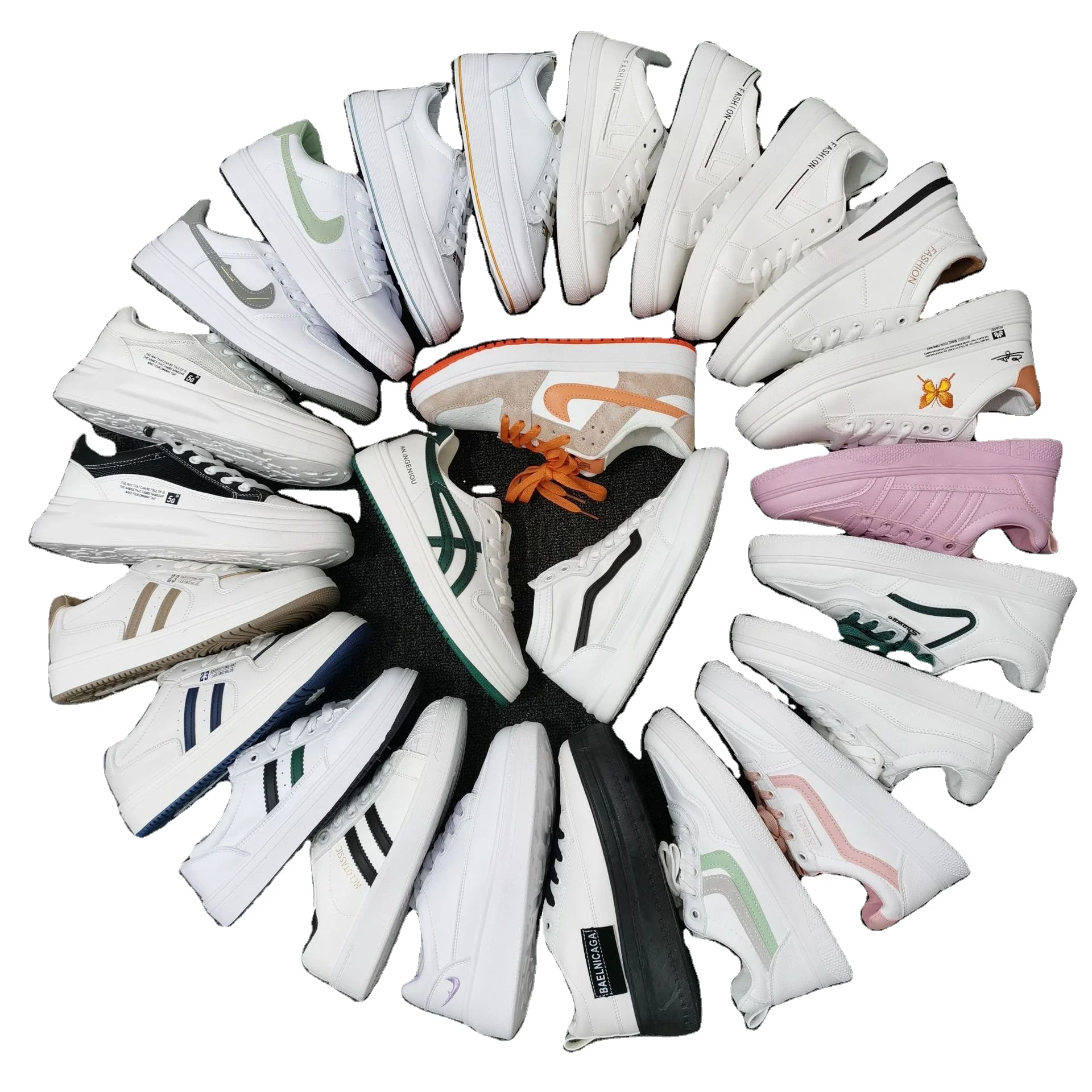 

Mix style Lace up flat student white board shoes women casual sneakers, Mix color