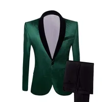 

Mens Green Gold Red Velvet Suits With Pants Wedding Groom Singers Prom Dress Suits Costume Homme