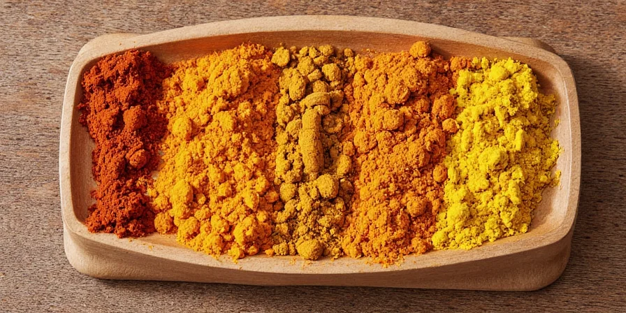 Freshly ground curry powder next to whole spices