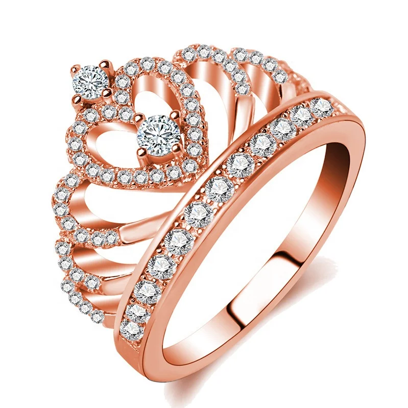 

wholesale best selling women cubic zircon crown diamond gold wedding ring
