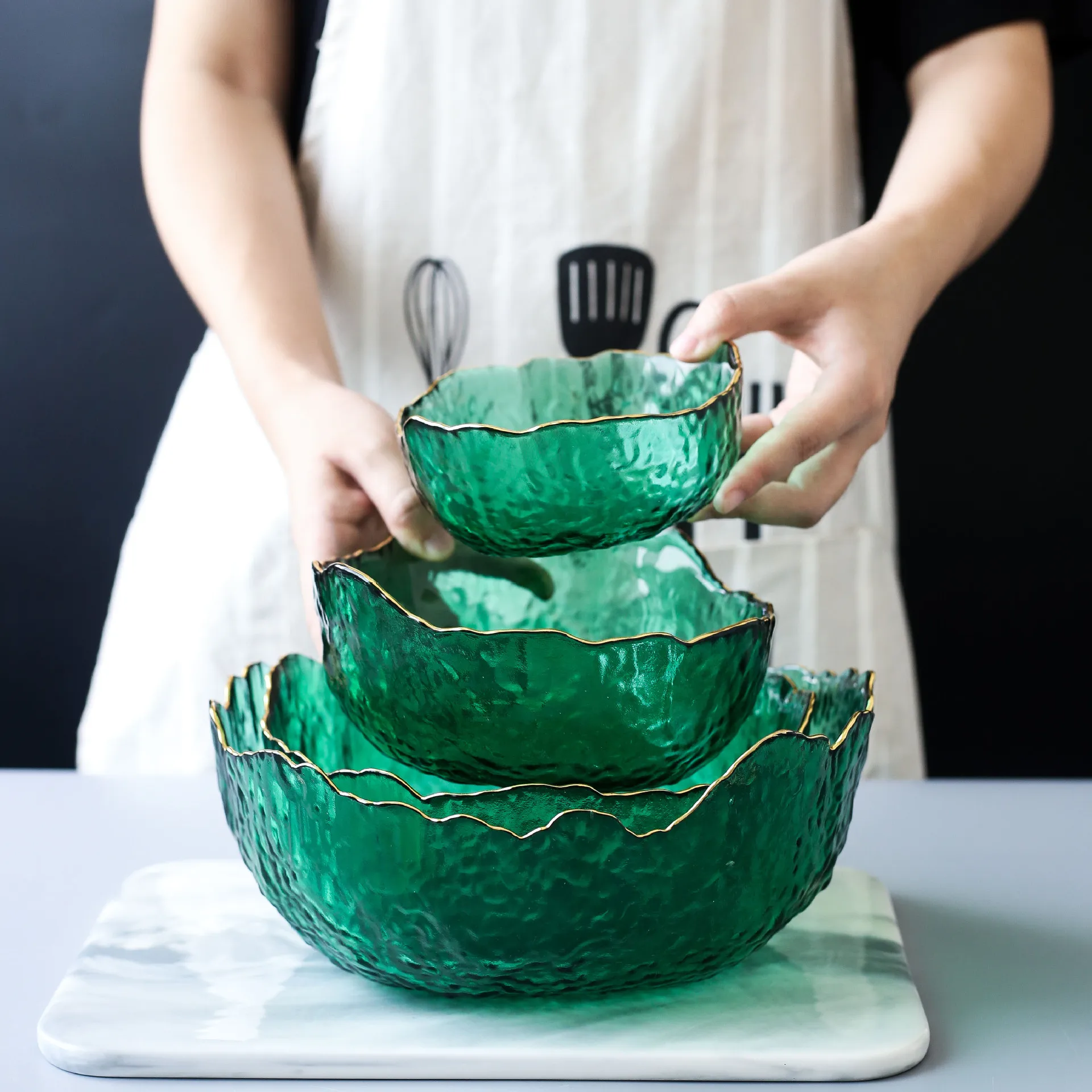 Guangzhou Blais Oval Plate Glass Salad Bowl Dish,Gold Rim Grey Glass Dinner Plate Set For