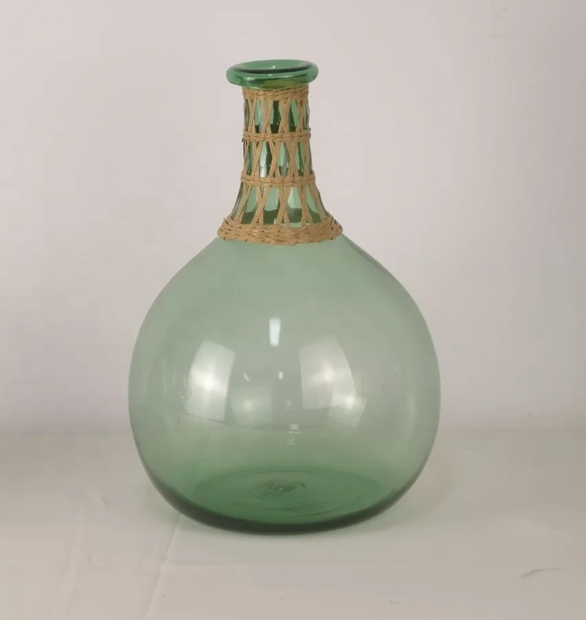 

wholesale stock Glass Decorative Floor Vase Home Decorative Large Recycled bubbled glass vase, Green bubble glass