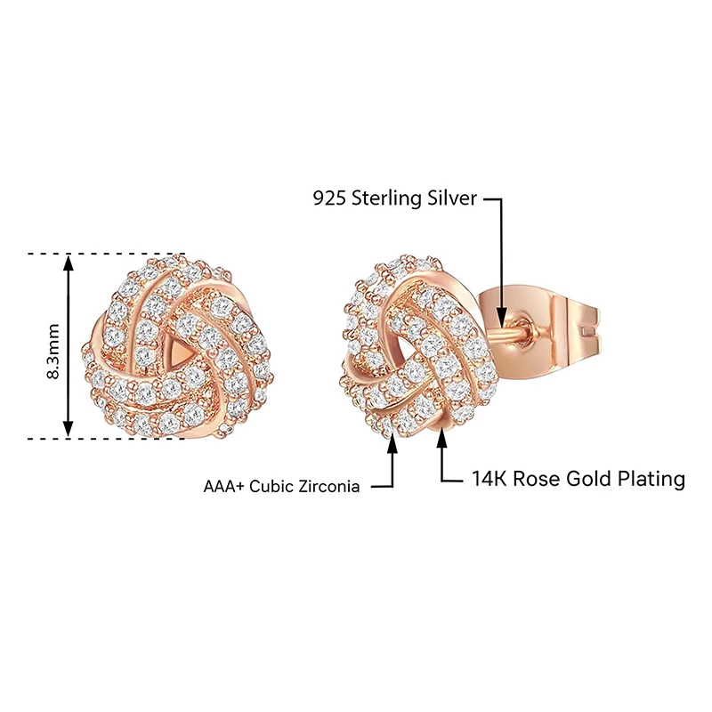 

14KGoldPlatedSterlingSilverPostLoveKnotStudEarringsGoldEarringsforWomen