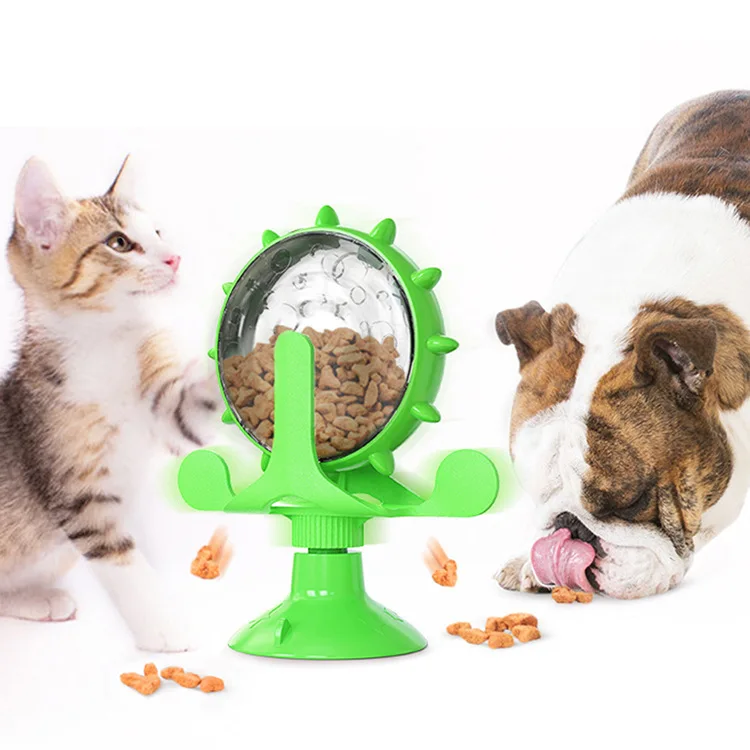 

Factory Wholesale Pet Supplies Leaky Dood Suction Cup Windmill Cat Dog toys Rotating Gnawing Slow Food Round One Plastic