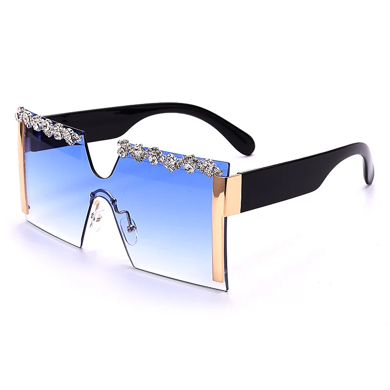 

High Quality Oversized Square Rhinestone Sunglasses Women Trendy Rimless Diamond Studded Sunglasses