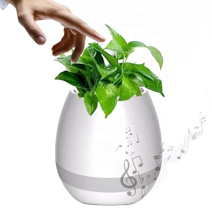 

2021 High Quality Garden Ornaments Pot Light With Music Change Wireless BT Speaker Colorful Touch Sensing USB Music Flower Pot