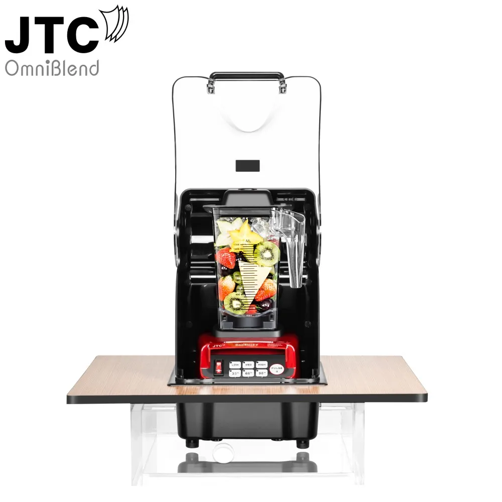 

Commercial Blender with Built-in sound enclosure box, Transparent pc with black body
