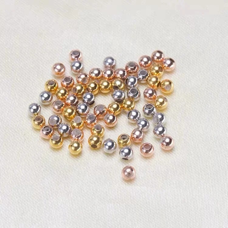 

Adjustable ball bead with silica 3mm size for pearl jewelry DIY jewelry 925 sterling silver gold plated