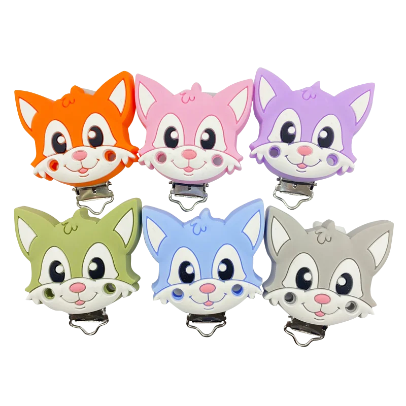 

Toys Pacifier-Clips Baby Chew Fox Silicone Solid-Color-Holders Hot selling Custom made by manufacturer, 6 color