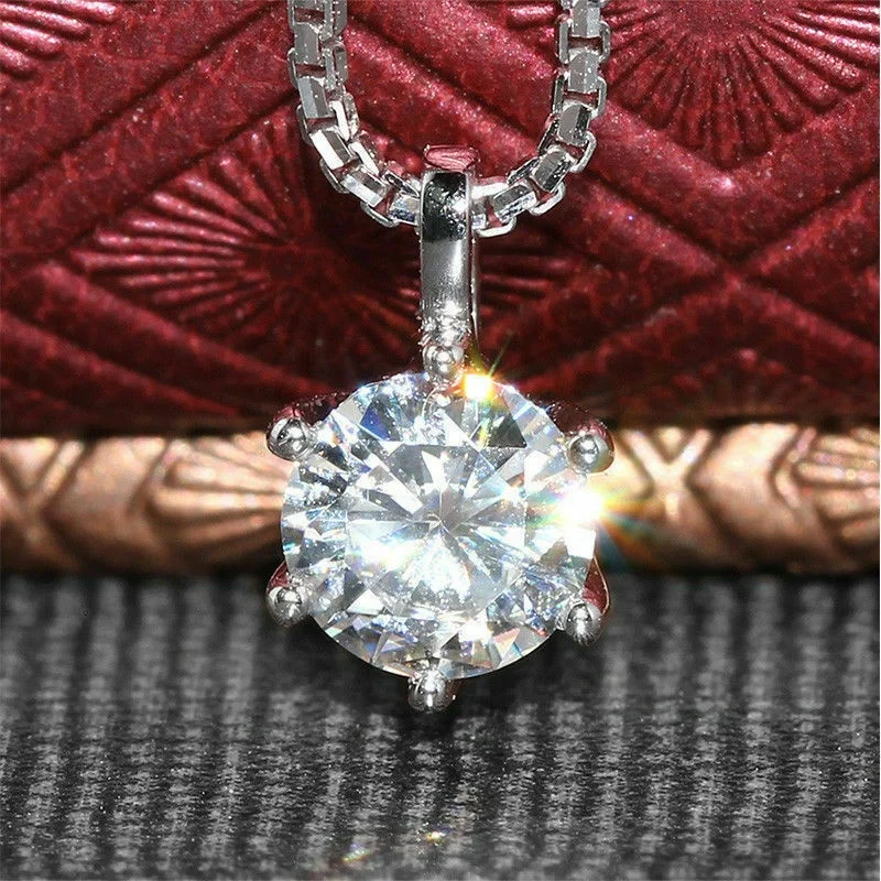 

Luxury Six Claws Dazzling Cubic Zircon Pendant Necklace for Women Delicate Promise Statement Women's Necklace Wedding Jewelry, Customized color
