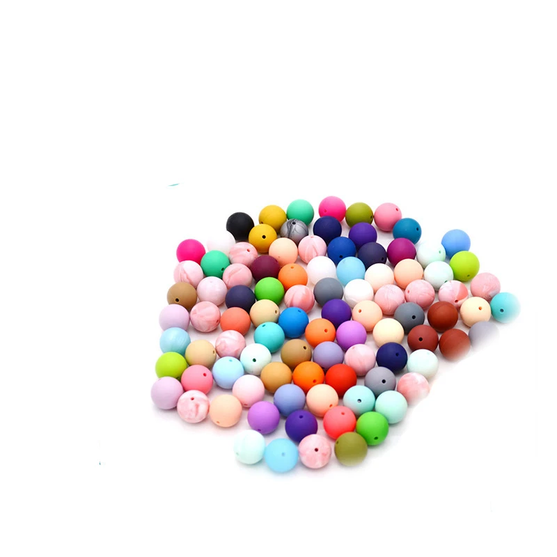 

Wholesale 9mm 12mm 15mm 19mm Baby Silicone Baby Teether Beads Bpa Free Food Grade Teething Round Silicone Beads