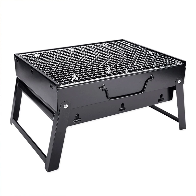 

Portable Folding Charcoal Barbecue Desk Tabletop Outdoor Stainless Steel Smoker bbq Barbecue charcoal grills Smokers, Black/customized