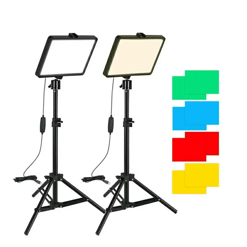 

Photography Light Kit 12watts Panel Light with Stand 50cm Desk Table Stand Light for Photo Video Conference