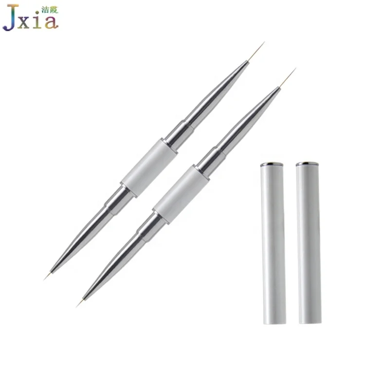 

Jiexia White Metal Handle Dual Side Extremely Thin Detail Painting Liner Nail Art Brush