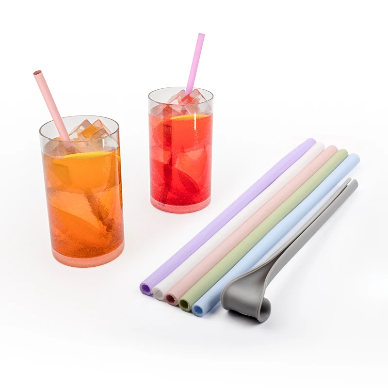 

2021 New Factory Wholesale Boba Milk Tea Large-Caliber Silicone Openable Straw, Conventional 12 colours in stock