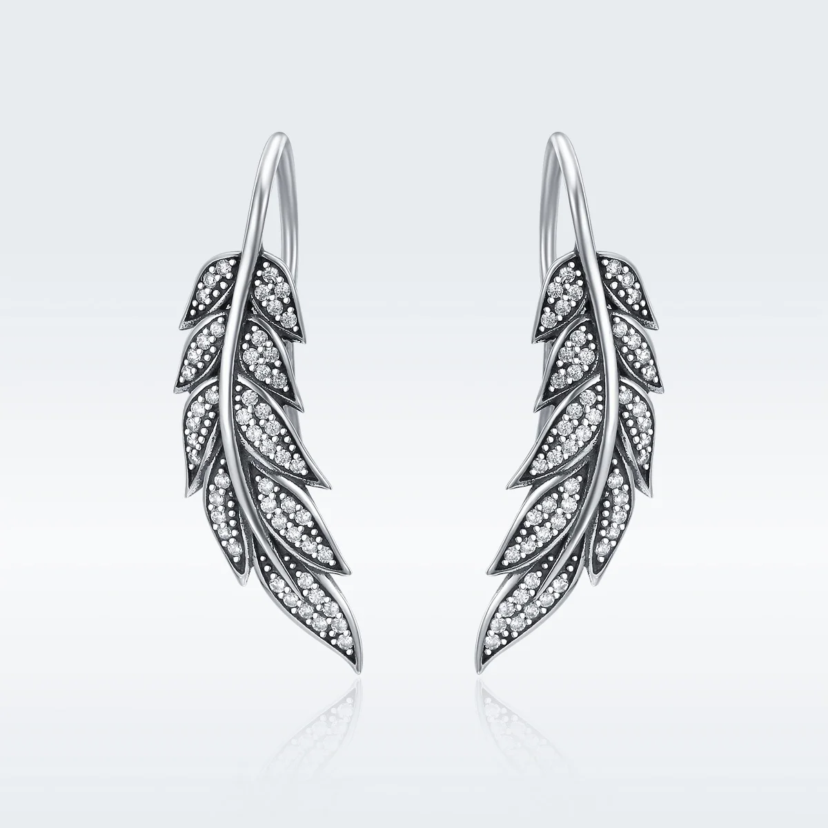 

High Quality Feather Earrings 925 Sterling Silver Drop Earrings