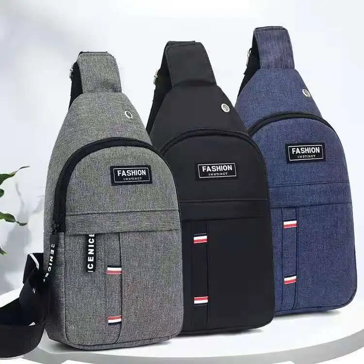 

Men's chest new fashion waterproof nylon messenger bag men's casual Simple Shoulder Bag outdoor storage bag, Black