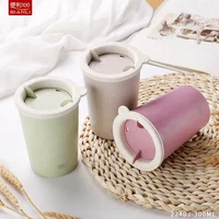

2019 Hot New Color Eco-friendly Wheat Straw Rice Husk Fiber Plastic 300ml Reusable Coffee Cup Double Wall Travelling Mug 2240J