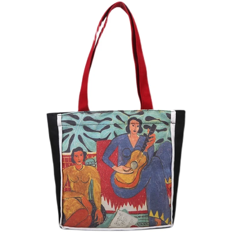 

Bolsas De Tela Wholesale Matisse Art PrintingCotton Canvas Shopping Bag Reusable Canvas Tote Bag Black White Red Match