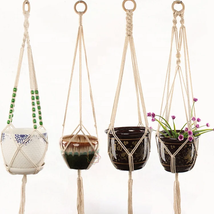 

home decor customized macrame plant hanger outdoor macrame plant hanger holder, Different colors