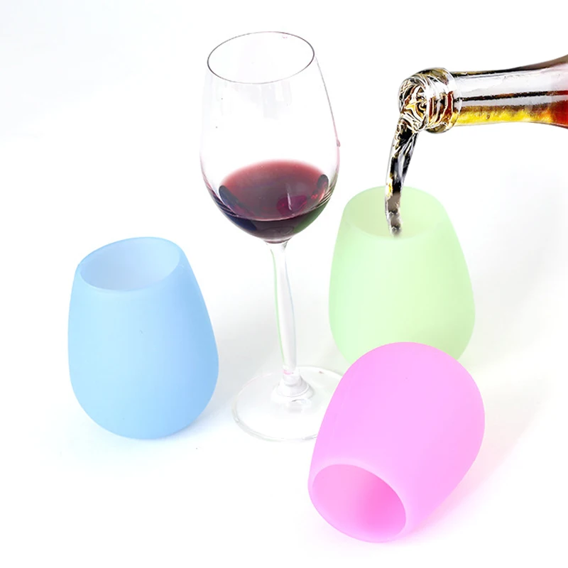 

Custom Shatterproof Silicone Wine Glass Unbreakable Colored Red or Blue Wine Glasses Fruit Juice Beer Coffee Mug Tumblers Cups, White, blue, purple, green, pink or customized