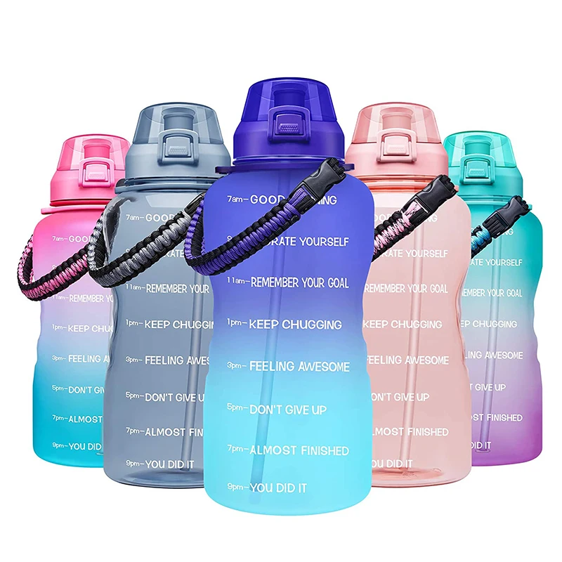 

2000ml/64oz Sports Water Bottle With Custom Logo BPA Free Eco-friendly Out Door Large Motivational Plastic Trit, Customized color acceptable