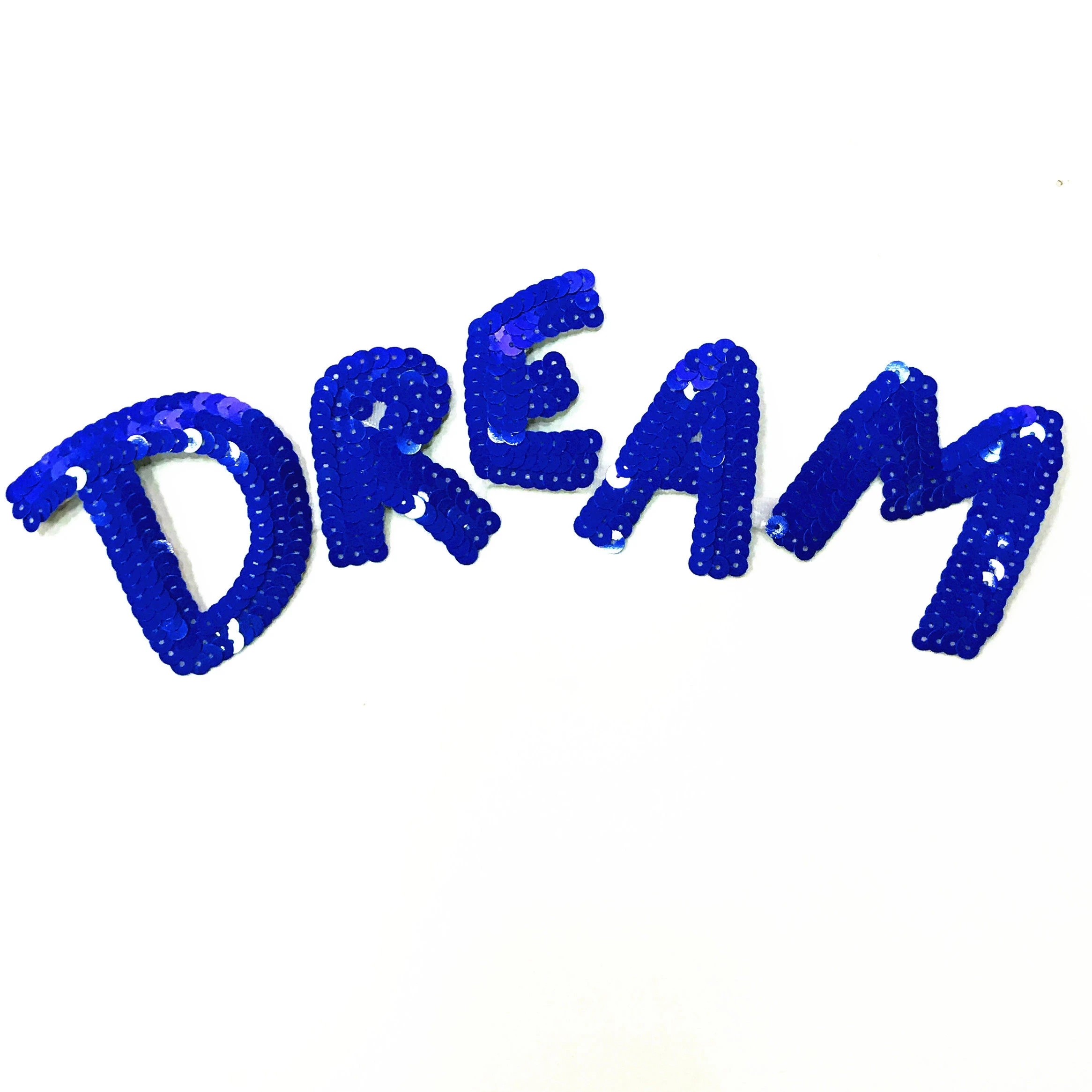 

2020 New Blue Sequins DREAM Patches Iron on Letters Sequined Applique DIY T-shirt Decoration