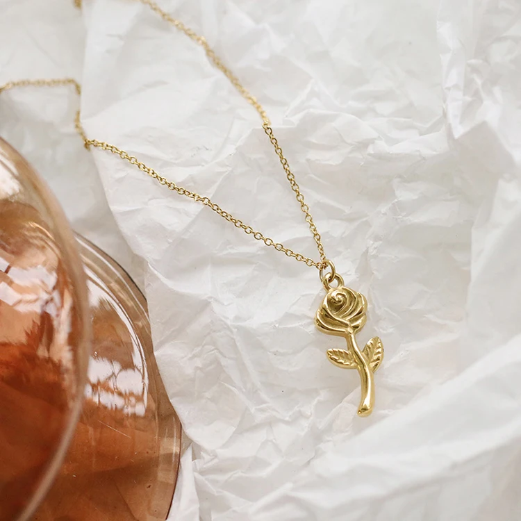 

Stainless Elegant gold color necklace rose pendant flower jewelry for girl Little Prince Flower pendant vintage style for girls, Optional as picture,or customized