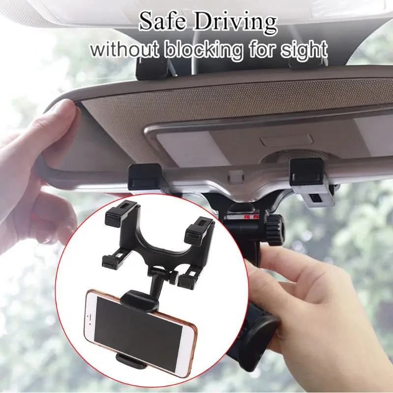 
Adjustable Car Phone Holder Rearview Mirror Mount Stand Bracket for iPhone Huawei Samsung GPS Navigation 4-5.8