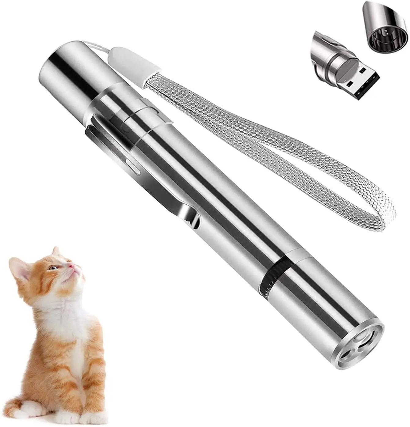 

7 in 1 Multi-function Laser Pen Cat Toy Different Shape Laser Toys Stainless steel Interactive LED Light cat laser pointer