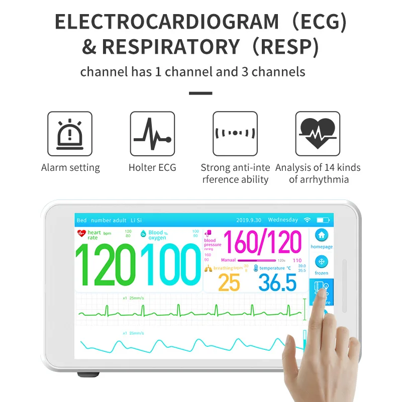 product nibp spo2 breathing monitor handheld small cheap holter wireless ecg recorder portable ecg device electric plastic ce class ii-65