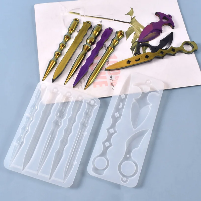 

Knife Jewelry Pendant Mold Dagger Self Defense Keychain Mold for Resin, Clear