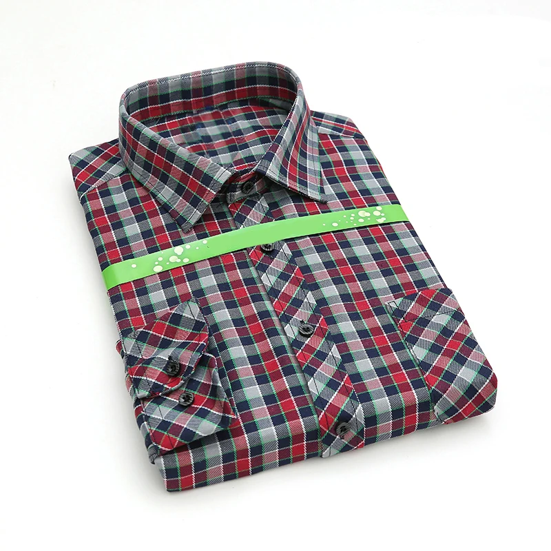 

Wholesale Stretch Plaid Flannel Fashion Men's Custom Shirt, Picture