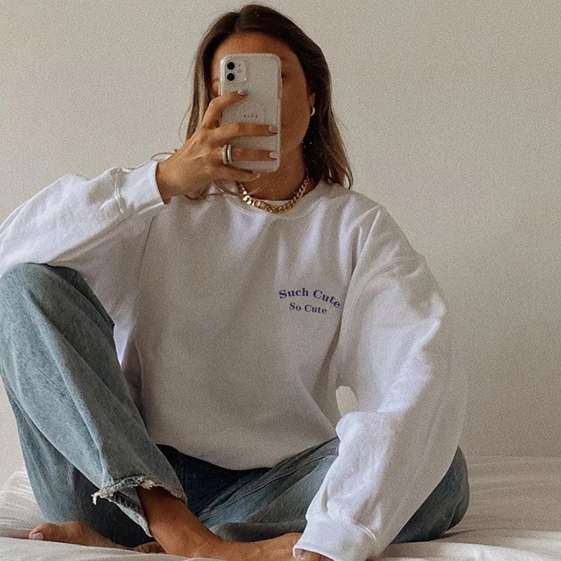 

2021 winter casual tops letter pattern pullover women tops sweatshirts long sleeve oversized women clothing, Solid