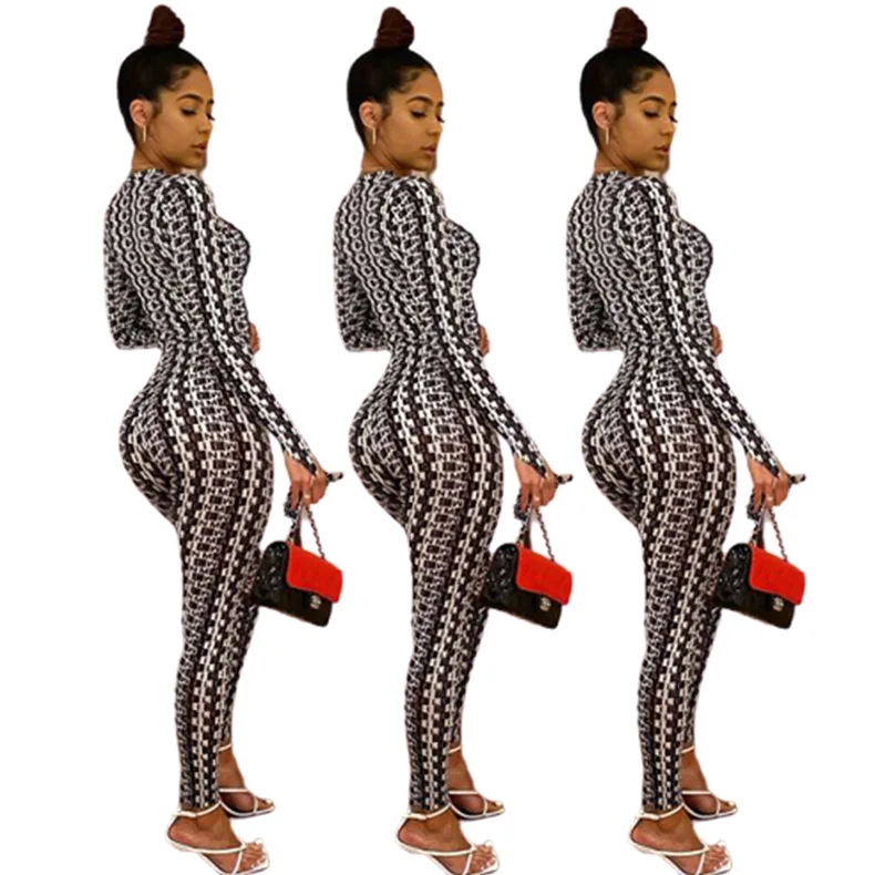 

Women's Fashion Trend One-piece Printed Women's Personality Tight One-piece Street tight spandex high waist trousers