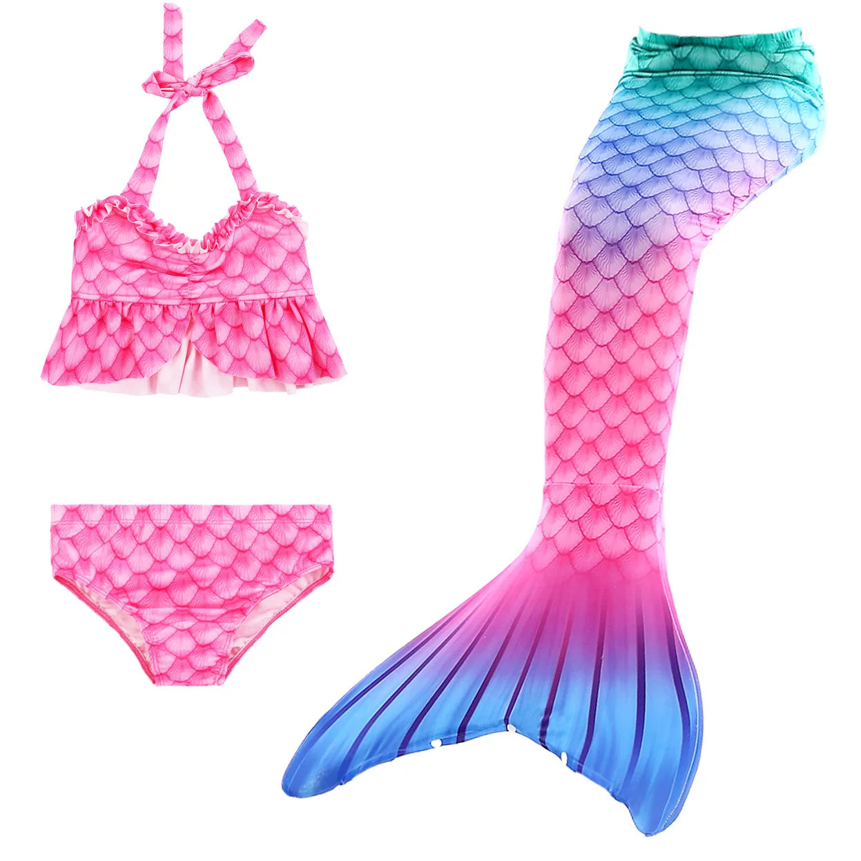 

2020 New Girls Swimsuit Mermaid for Swimming Princess Bikini Bathing Suit Set kids mermaid swimsuit, As picture