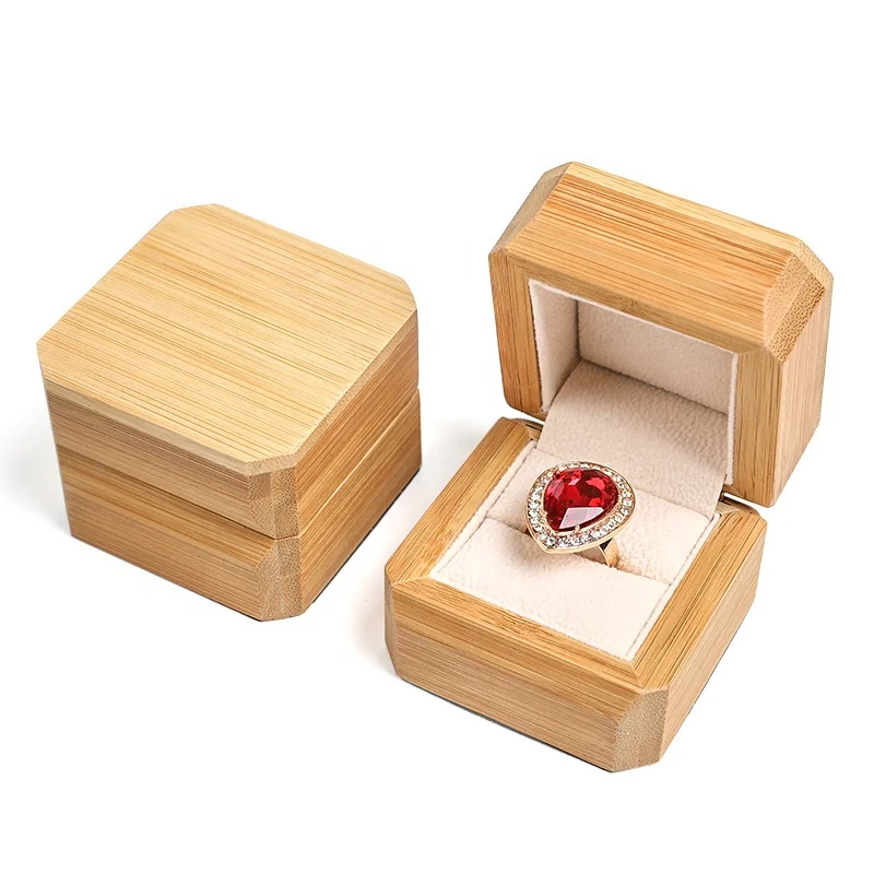 

Vintage High Quality Luxury Solid Bamboo Jewelry Wooden Ring boxes, As pictures or customized