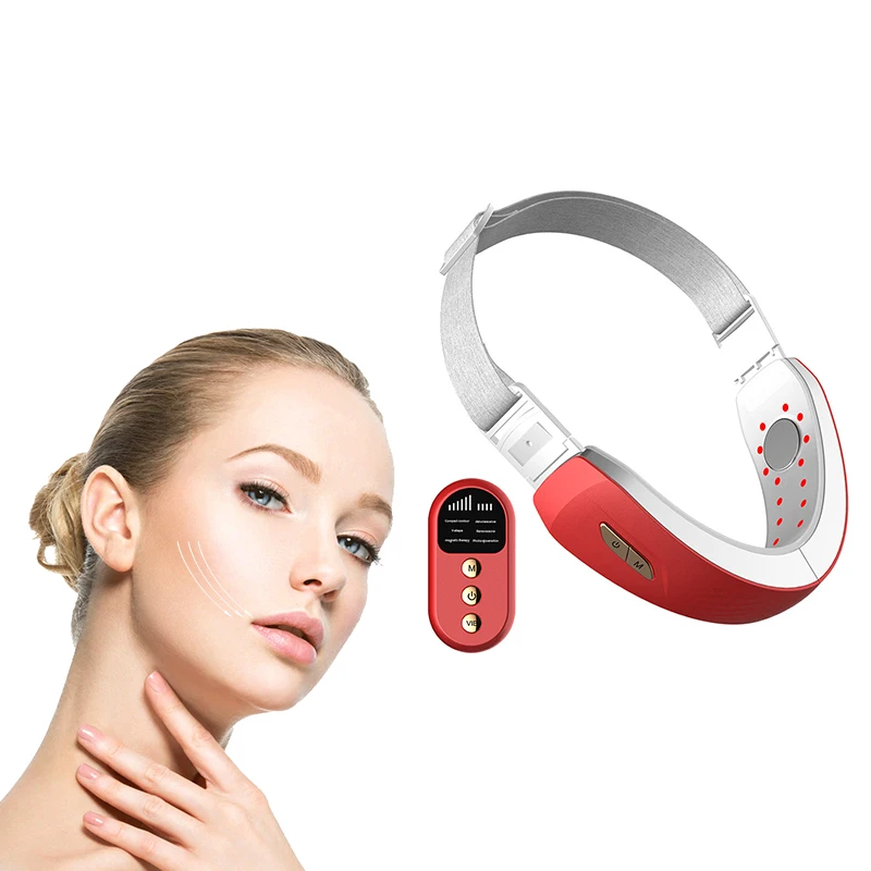 

KMD Best Seller EMS Galvanic Therapy Red Blue LED Photon Chin Face Slimming Machine Face Massager V-line Face Lifting Slimmer, White/red