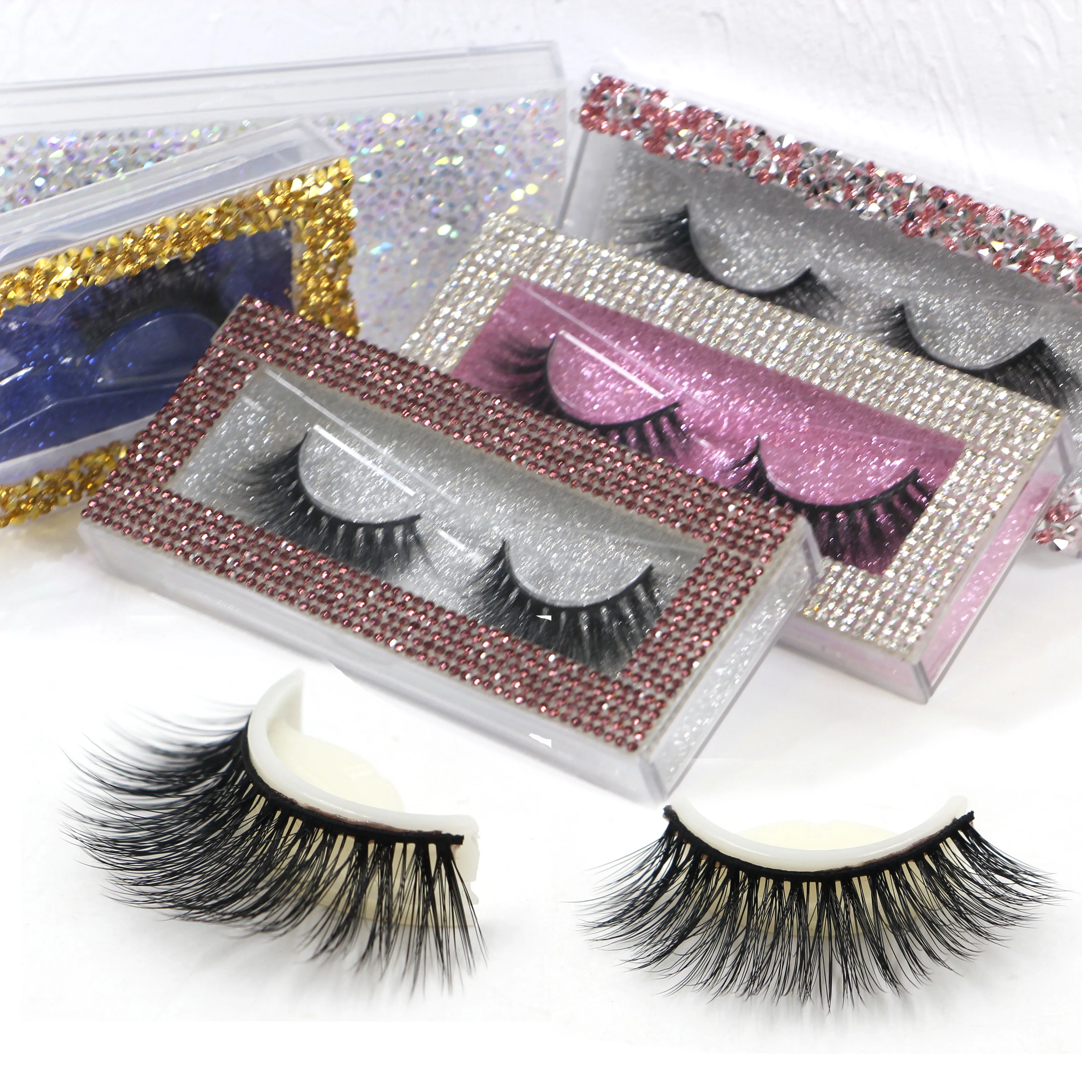 

High Quality Mink Strip Lashes Private Label Vegan Eyelashes Private Label Eyelash Case Vendor, Black